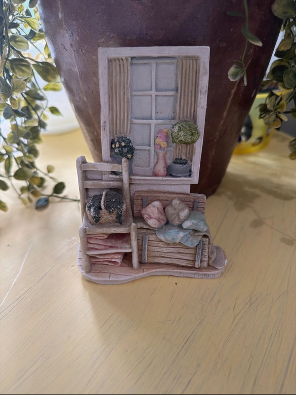 Handcrafted Ceramic Miniature Window wall art signed